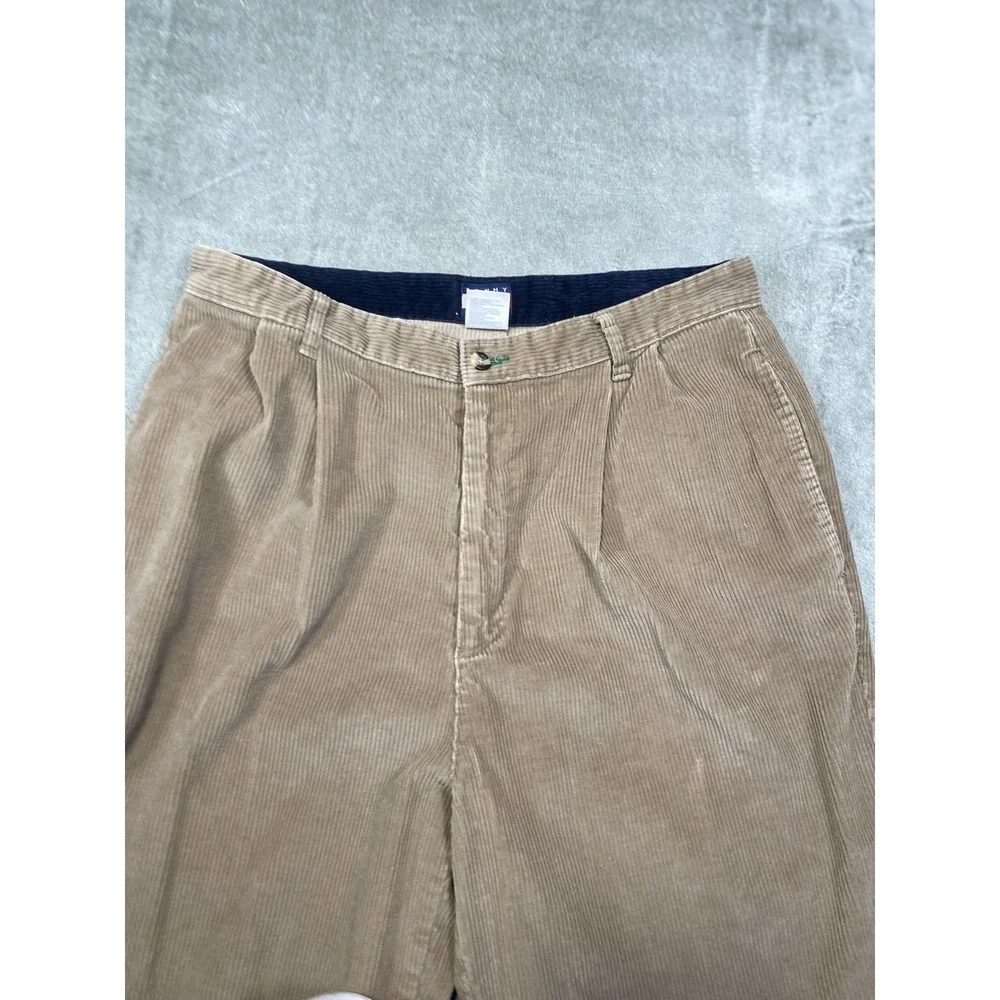 Tommy Hilfiger Pants Mens 36x32 Tan Corduroy Pleated Casual‎ Crest Logo Classic